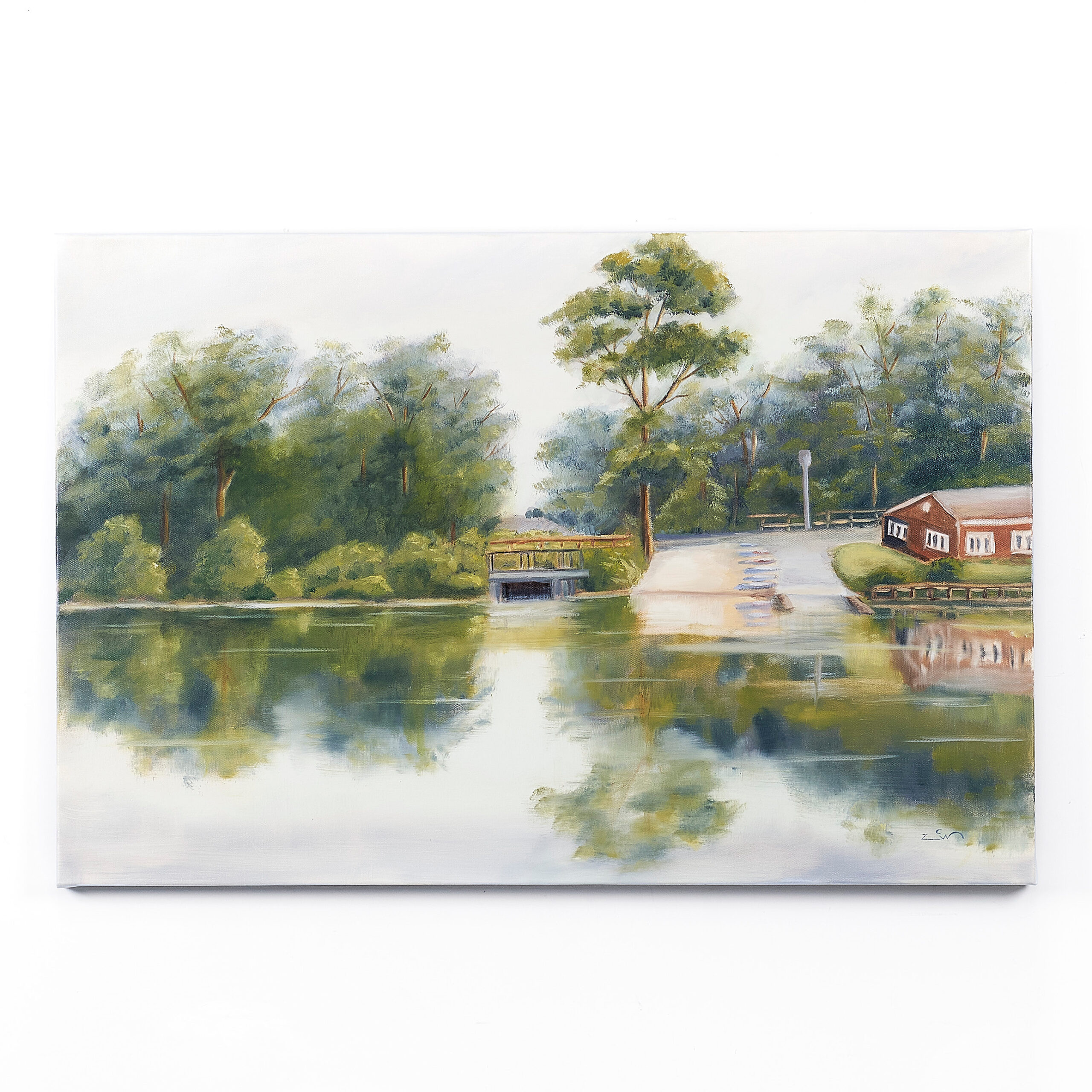 Marina City Lake 24Hx36Wx1.50D Oil High Point Lake Series Zsuzsi Winn Fine Artist Painter 2024 MainImage scaled